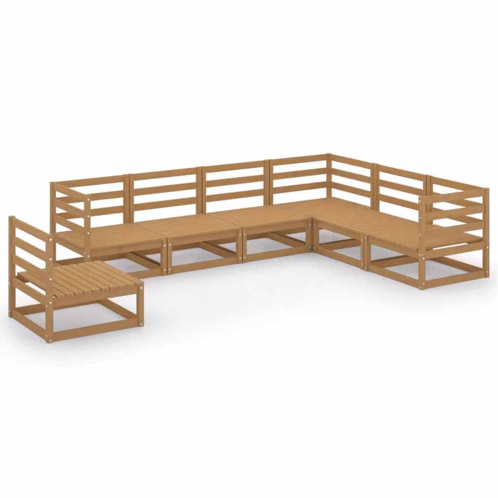 vidaXL set da salotto da giardino 7 pezzi in legno di pino massiccio marrone miele