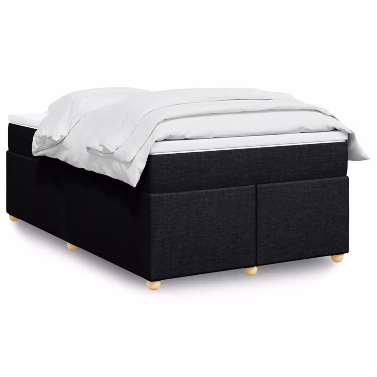vidaXL Giroletto a Molle con Materasso Ibrido in Tessuto Nero, L/P/H: 120 x 190 cm