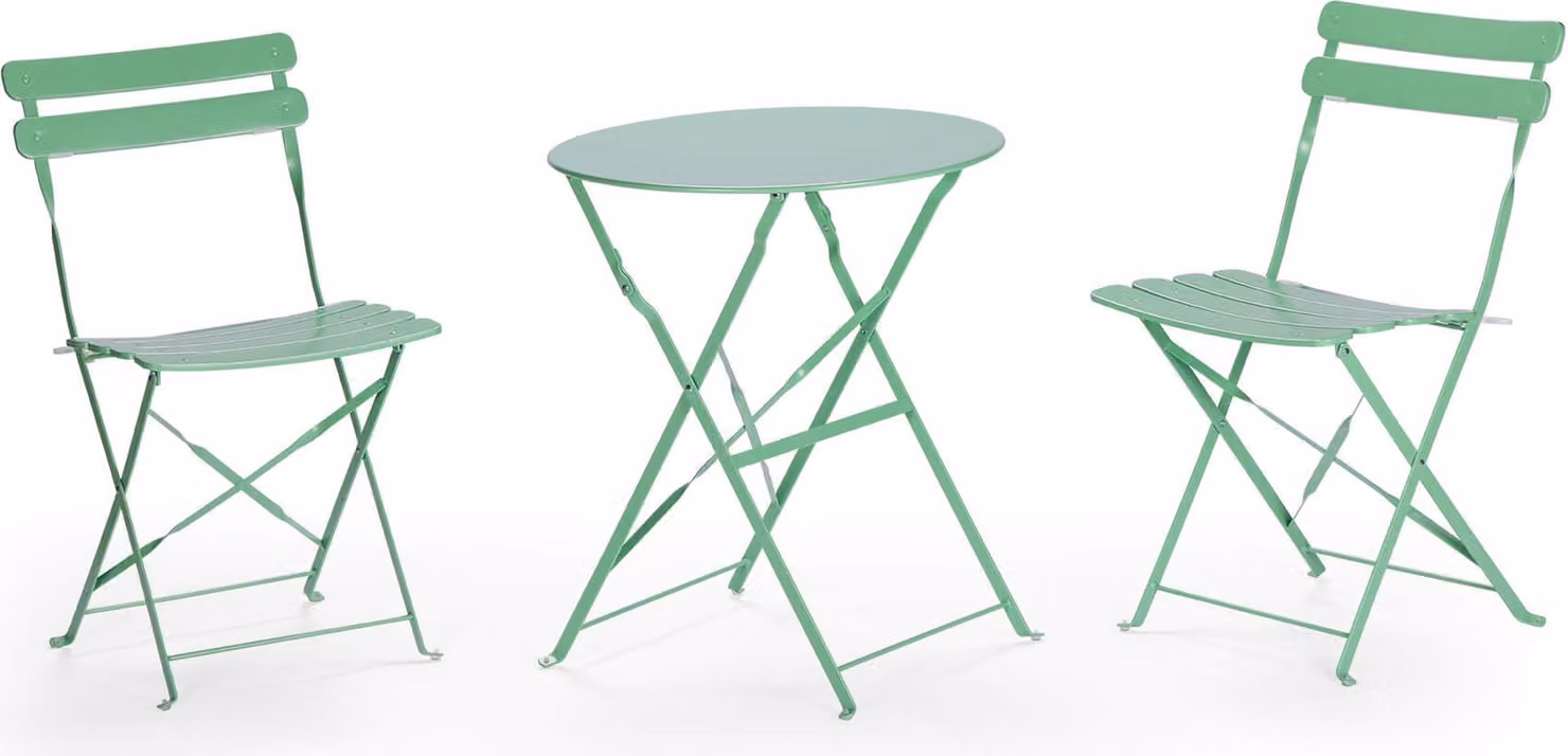 Tavolo rotondo con sedie Rebecca Mobili Daflah 71x60x60 Acciaio Verde Moderno SET 3 pz