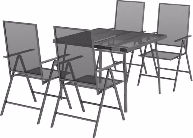 Set da pranzo da giardino Outsunny in acciaio antracite opaco, 5 pezzi