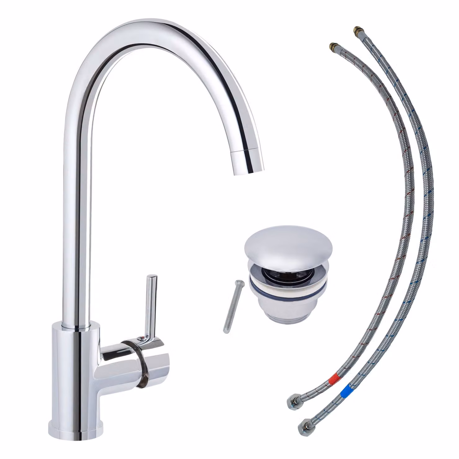 Miscelatore per lavabo CANTIS della collezione SCHÖNER WOHNEN, cromo, rubinetto adatto a lavabi sospesi e da appoggio in bagno e in cucina
