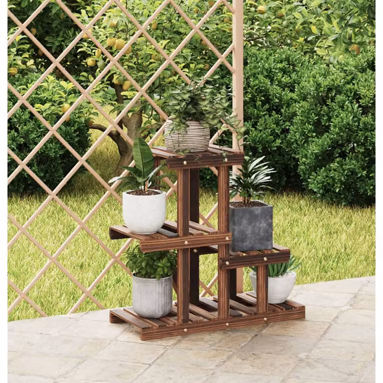 vidaXL Portafiori in Legno di Abete Marrone L: 58 cm, P: 25 cm, H: 51 cm