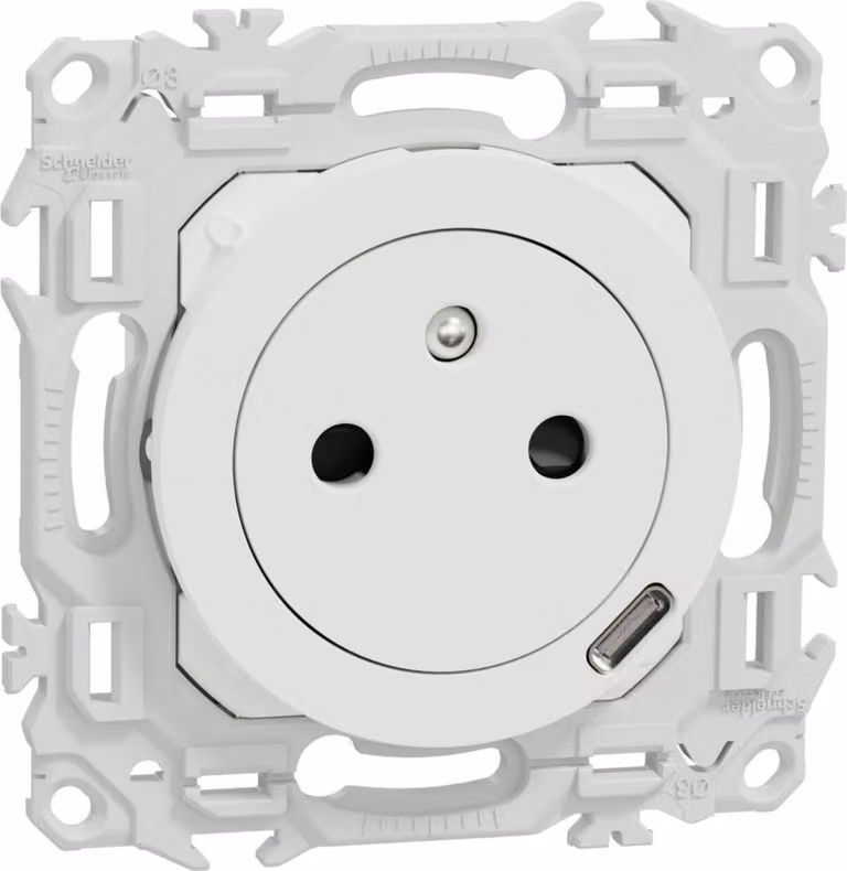 Odace 2p+t Montaggio a filo USB-C