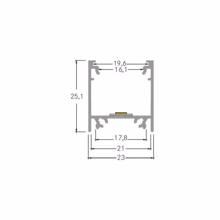 BRUMBERG Profilo di montaggio altezza 25 mm lunghezza 1 m nero Anbau-Profil Komplett-Set, Nero, Alluminio