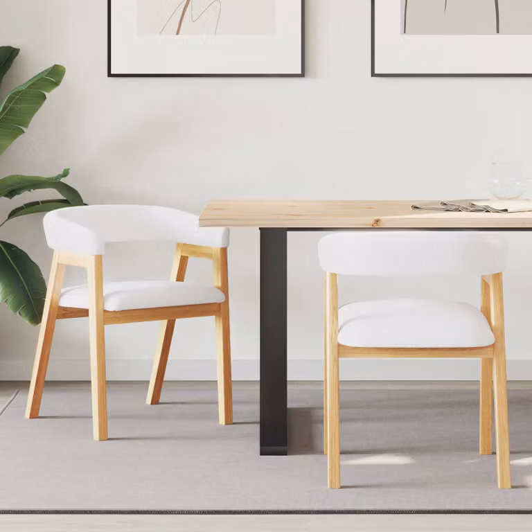 Set di 2 sedie da pranzo vidaXL in legno di gomma naturale per cucina e sala da pranzo L/P/H: 54 x 57 x 73 cm