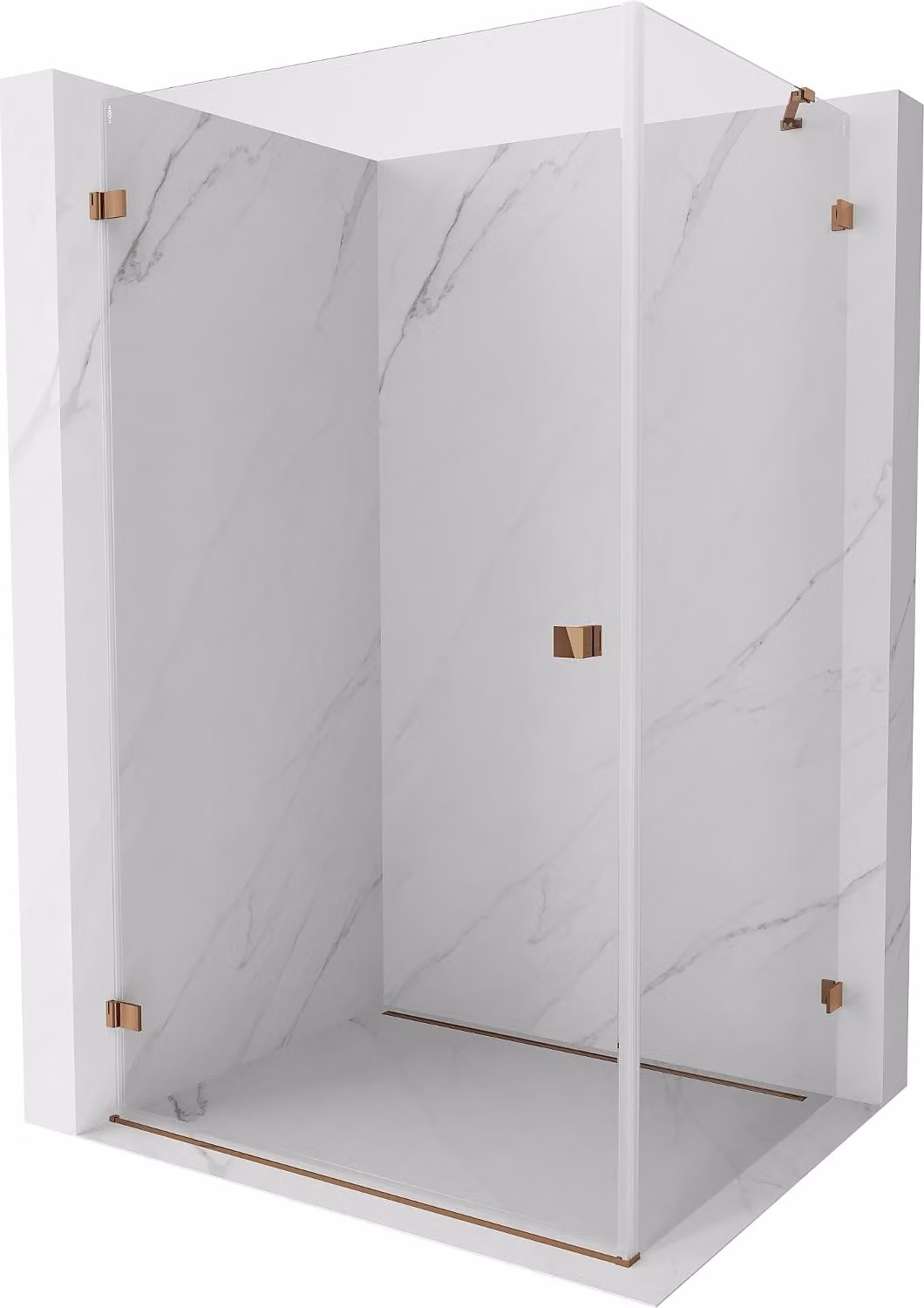 Mexen Lunar-B cabina doccia a battente sinistra 90 x 80 cm, trasparente, oro rosa - 832-090-080-60-00-L