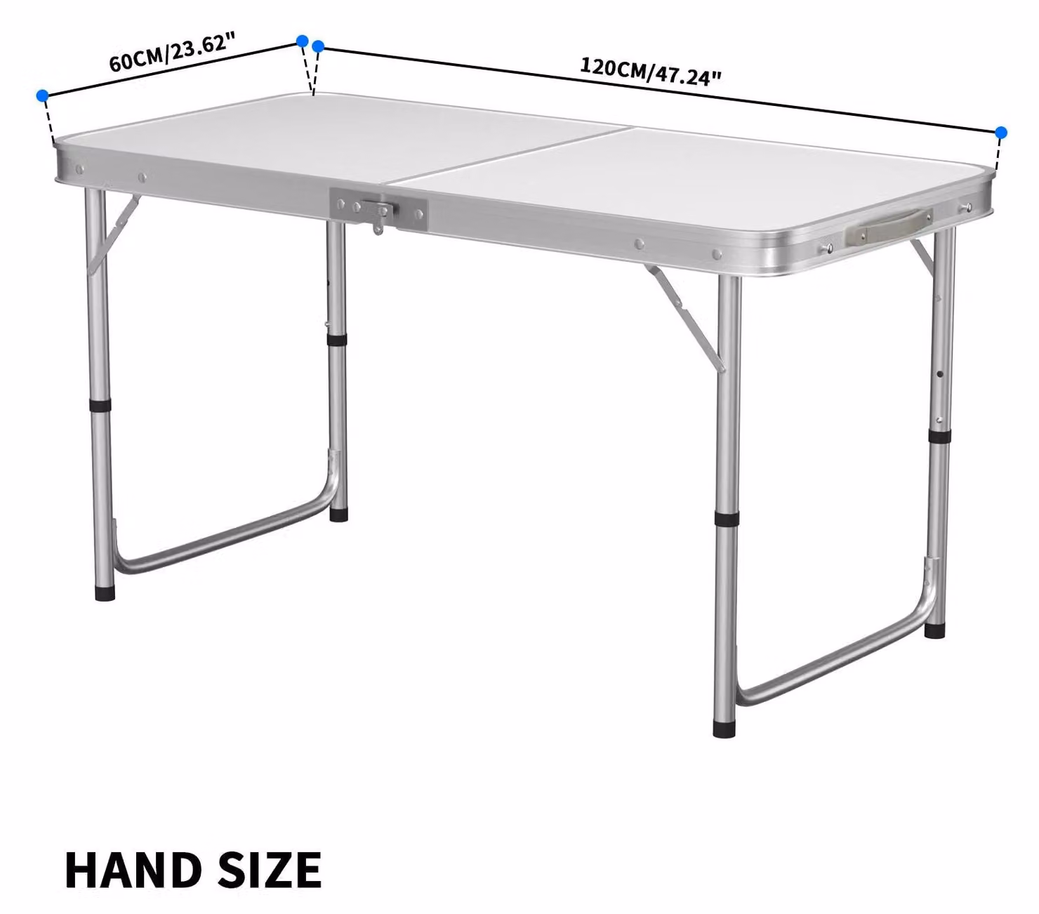 Tavolo pieghevole da campeggio - Tavolo da giardino in alluminio - 120x60 cm - Altezza regolabile in 3 posizioni: 55–70 cm - Rettangolare - Portata massima: 50 kg - Adatto per un massimo di 8 persone