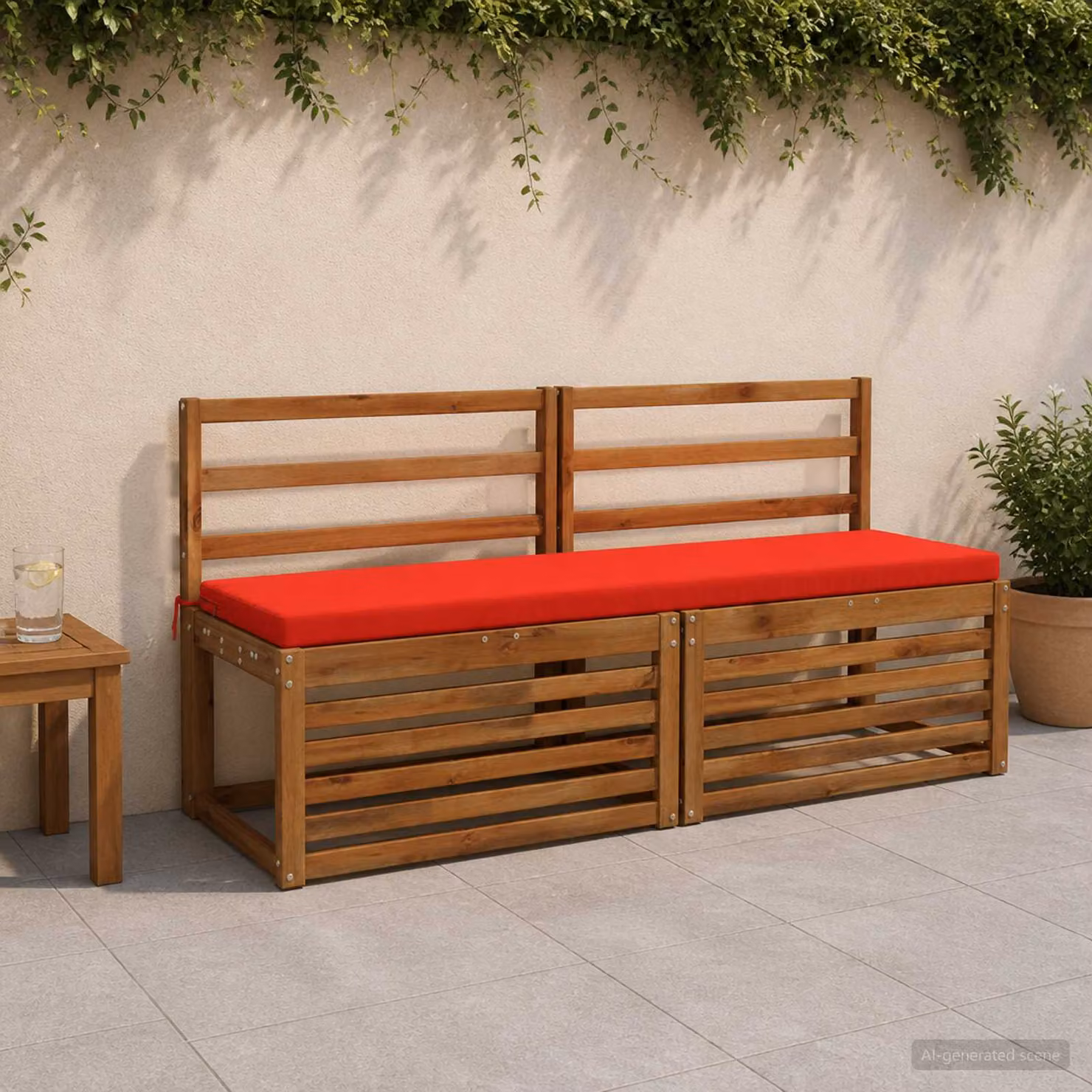 Set di 2 cuscini per panchina vidaXL in poliestere rosso con fodera rimovibile e resistente ai raggi UV
