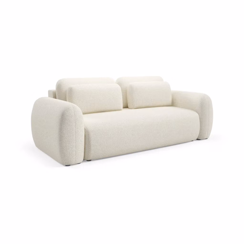 Divano Letto 3 Posti con Contenitore Sessame DMORA, Bianco Crema, L: 266 cm, P: 121 cm – 2