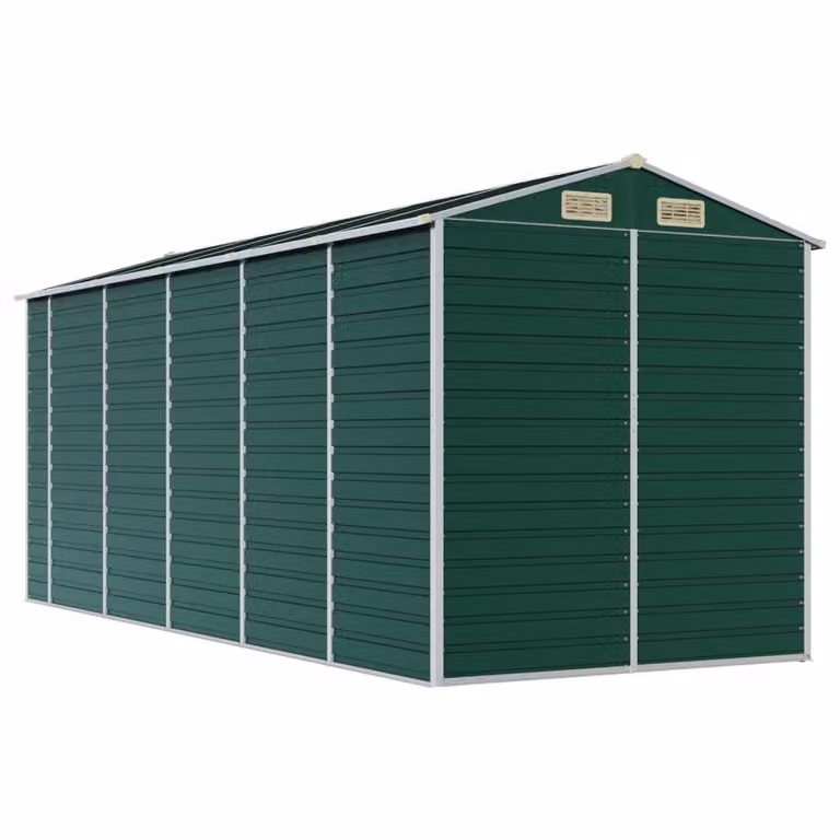 Capanno da Giardino Verde 191x470x198 cm in Acciaio Zincato