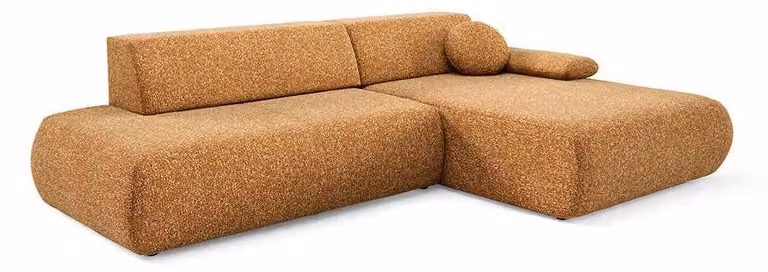 Divano a tre posti con funzione letto, modello Puentro, lato destro, color miele