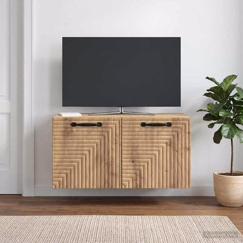 Mobile Porta TV da Muro vidaXL in Rovere Artigianale, L: 59,5 cm, P: 31 cm, H: 30 cm