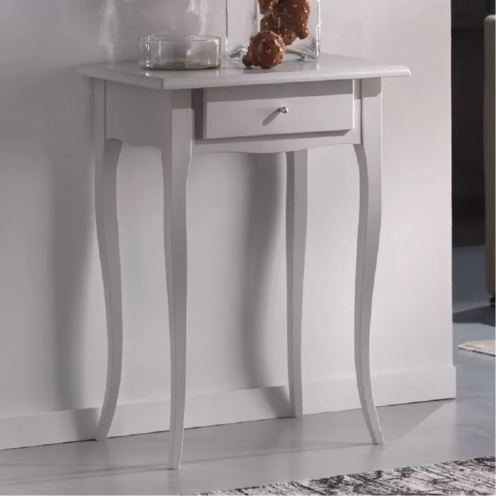 Consolle shabby chic in legno massello bianco con 1 cassetto Mobili 2G L: 57 cm, P: 39 cm, H: 78 cm – 2