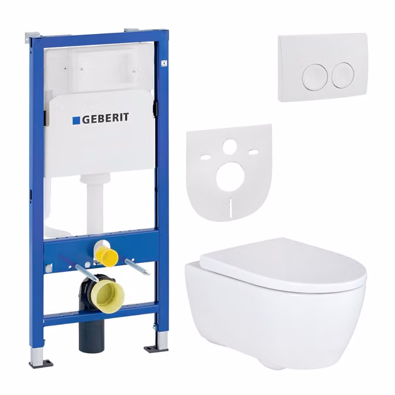 Geberit iCon WC set completo WC sospeso senza bordo con elemento da incasso UP100 Cisterna Sedile in Duroplast Piastra di risciacquo senza bordo Isolamento acustico EasyMount