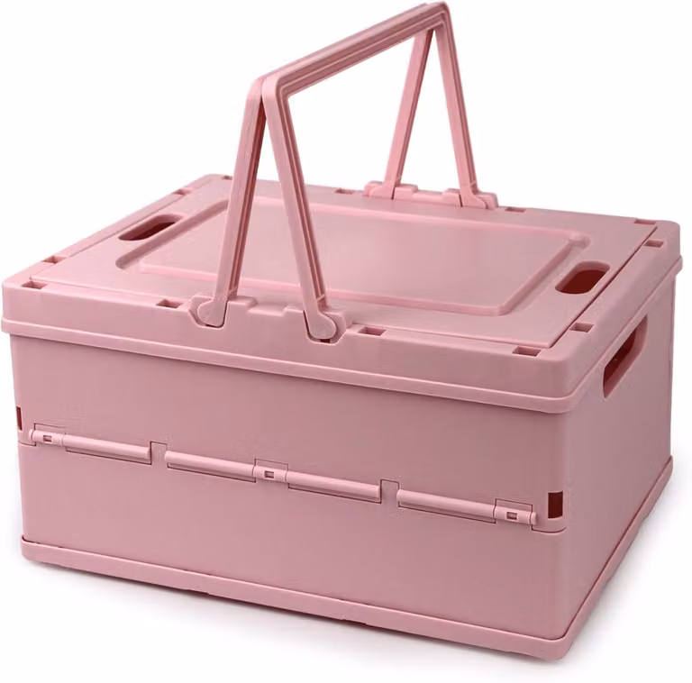 Contenitore pieghevole, rosa, con coperchio e maniglia, 1 pezzo, per la cucina