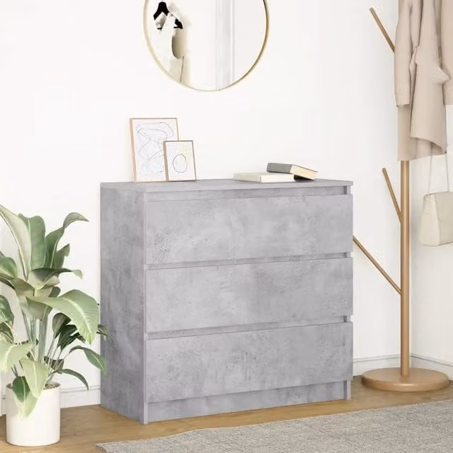 Credenza moderna vidaXL in legno e MDF grigio, sospesa a parete, L 80 x P 35 x H 76 cm
