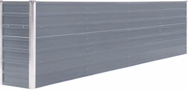 Aiuola rialzata per piante e fiori 320 x 40 x 77 cm acciaio zincato grigio 02_0000801