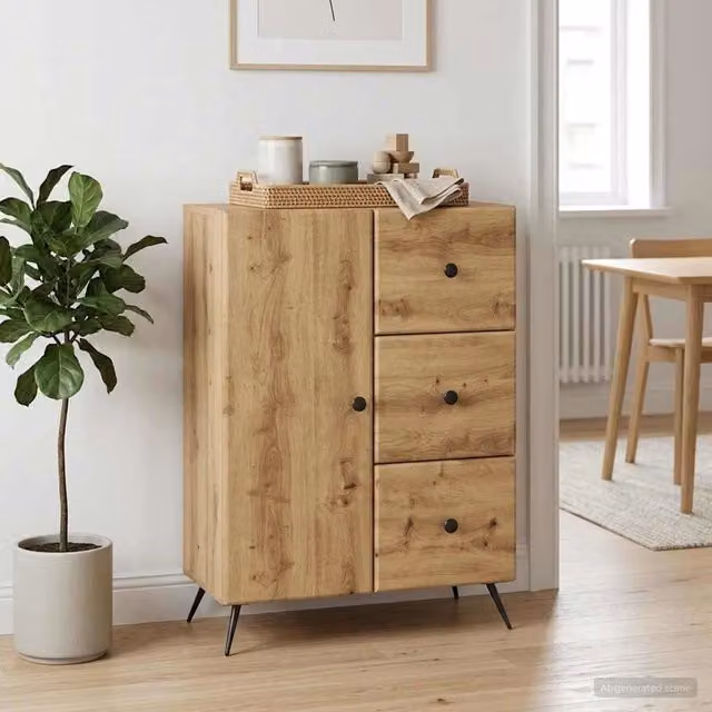 Credenza moderna vidaXL in rovere marrone L: 66 cm, P: 34,5 cm, H: 90 cm