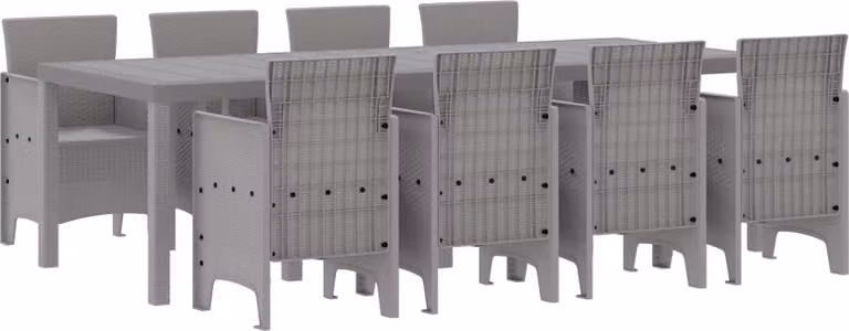 Set da Pranzo per Giardino 9 pcs Bianco Polipropilene