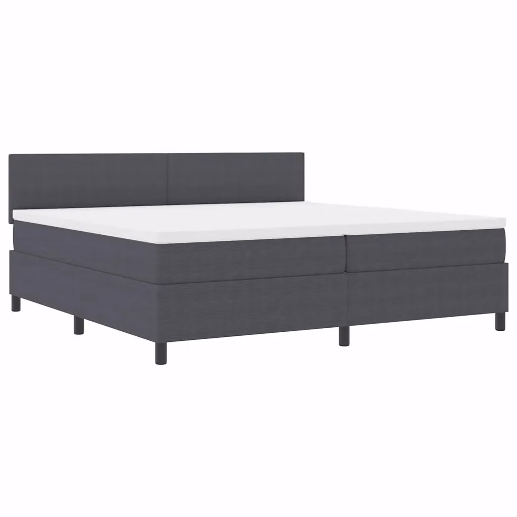 Letto matrimoniale moderno vidaXL in tessuto velluto a coste con illuminazione LED sottostante, Grigio e Bianco, L: 200 cm, P: 200 cm, H: 280 cm – 2