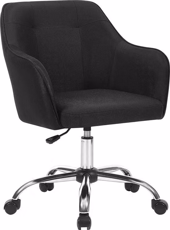Sedia da ufficio SONGMICS, Sedia da ufficio confortevole, Sedia da computer regolabile in altezza, Portata 120 kg, Struttura in acciaio, Finto lino, Traspirante,