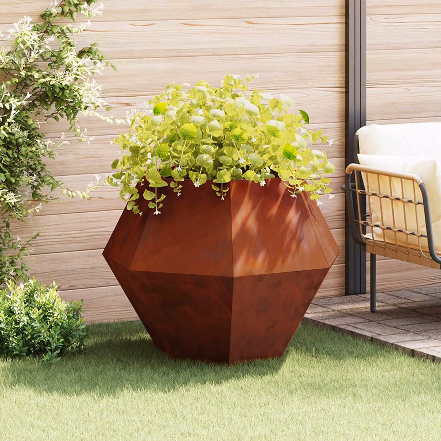 Fioriera vidaXL in acciaio Corten color marrone L/P/H: 100 x 100 x 80 cm