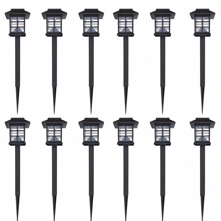 Set di 12 lampade solari da esterno a LED (con picchetti) 8,6 x 8,6 x 38 cm