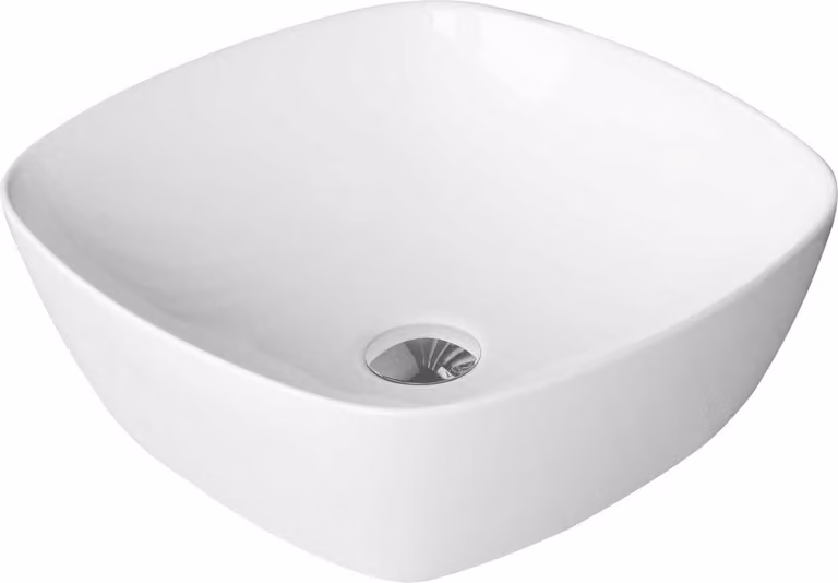 Lavabo in Vetroceramica, lavamani, 40 x 40 cm, lavabo, bianco, quadrato