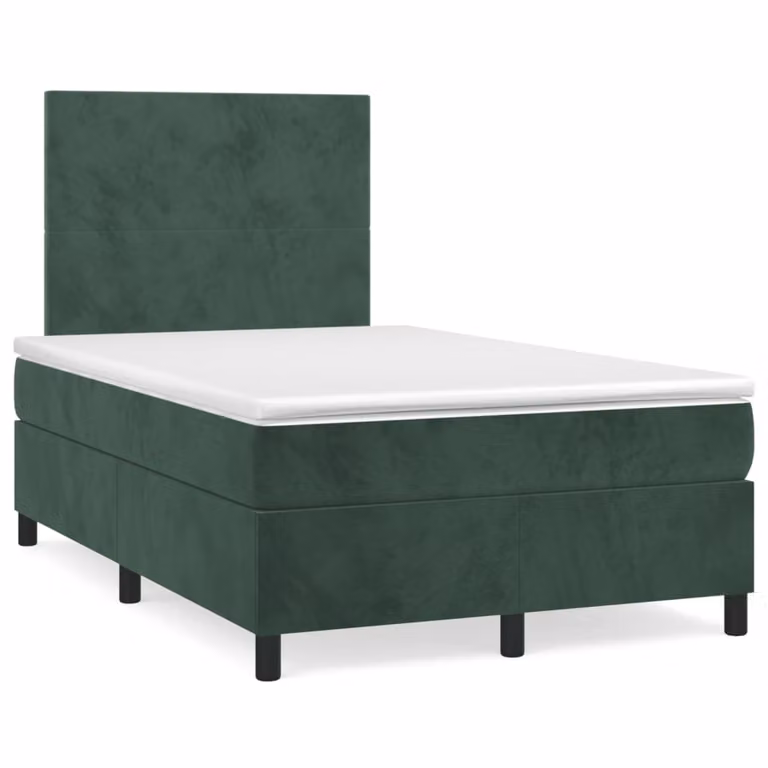 Giroletto a Molle con Materasso Verde Scuro 120x200 cm Velluto