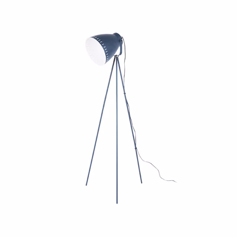 Lampada da terra con tre gambe, color jeans.