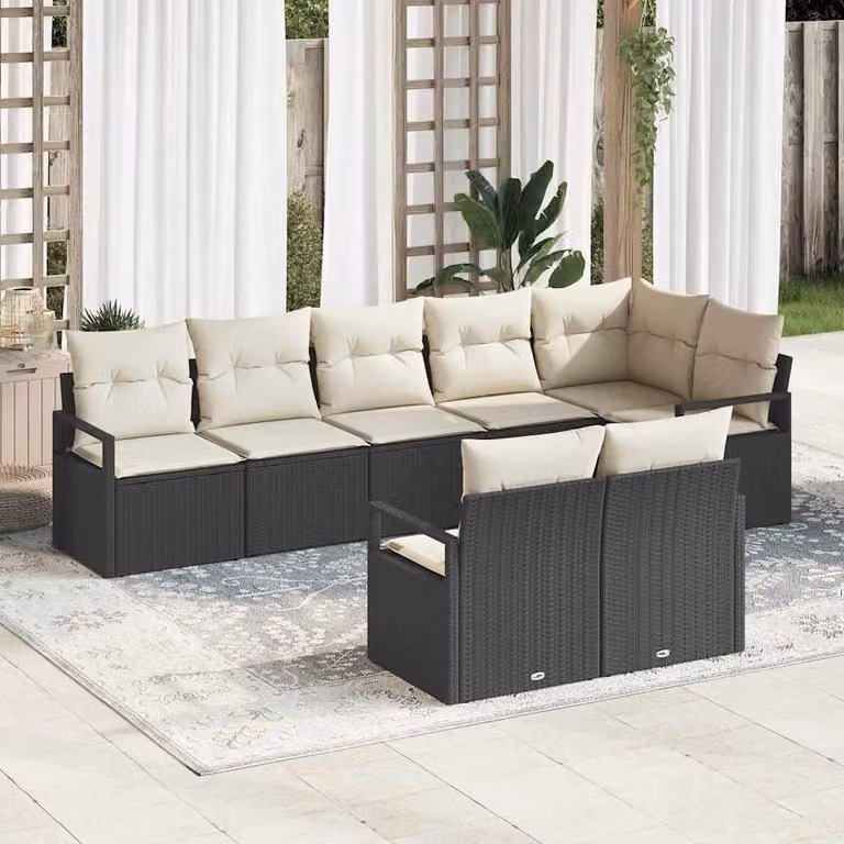 Maison Exclusive - Set di divani da esterno, 8 pezzi, colore nero [Materiale sintetico]: rattan sintetico