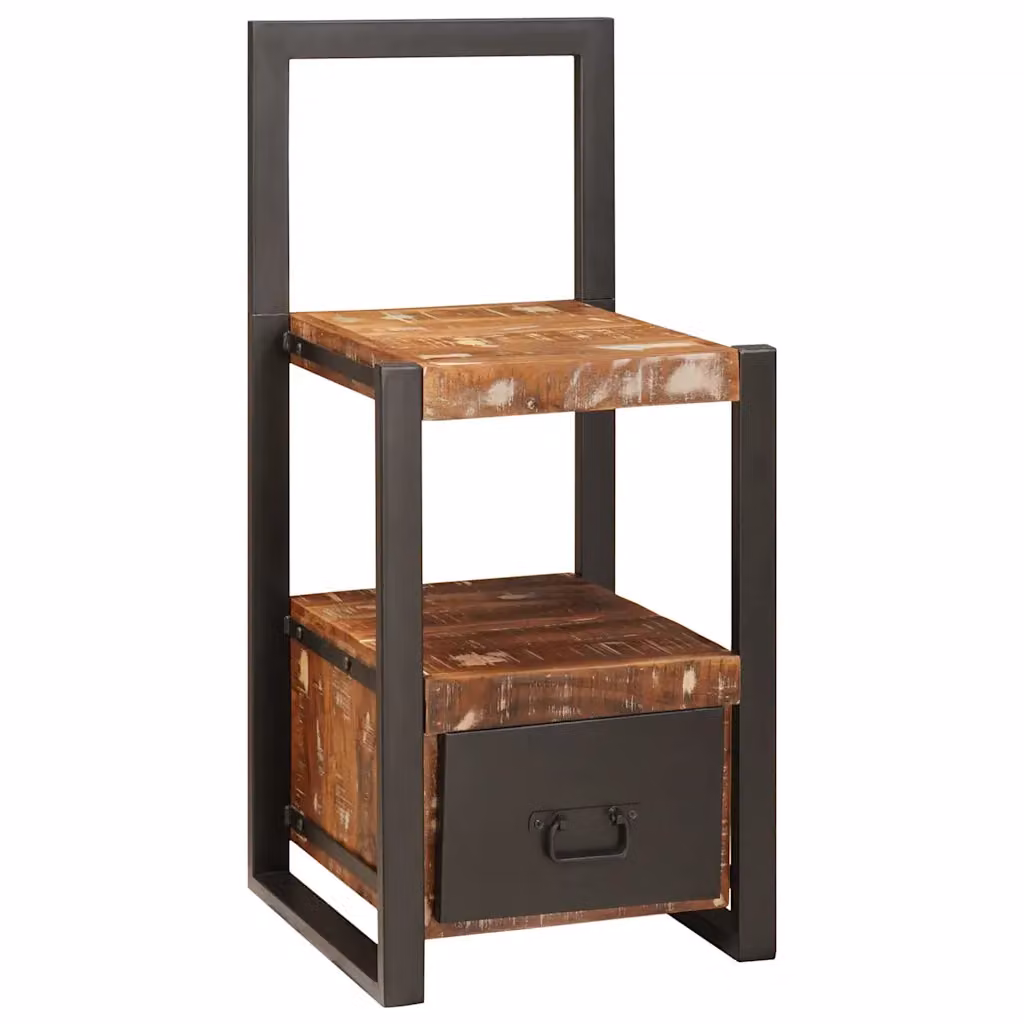 vidaXL Appendiabiti Valet Stand Moderno in Legno Recuperato e Metallo, Multicolore (Nero e Marrone)