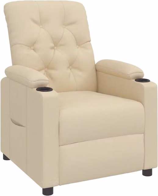 Poltrona | Sedia Relax Reclinabile in Tessuto Crema