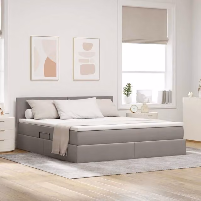 Letto con contenitore LED e materasso Tortora 180 x 200 cm 3371100