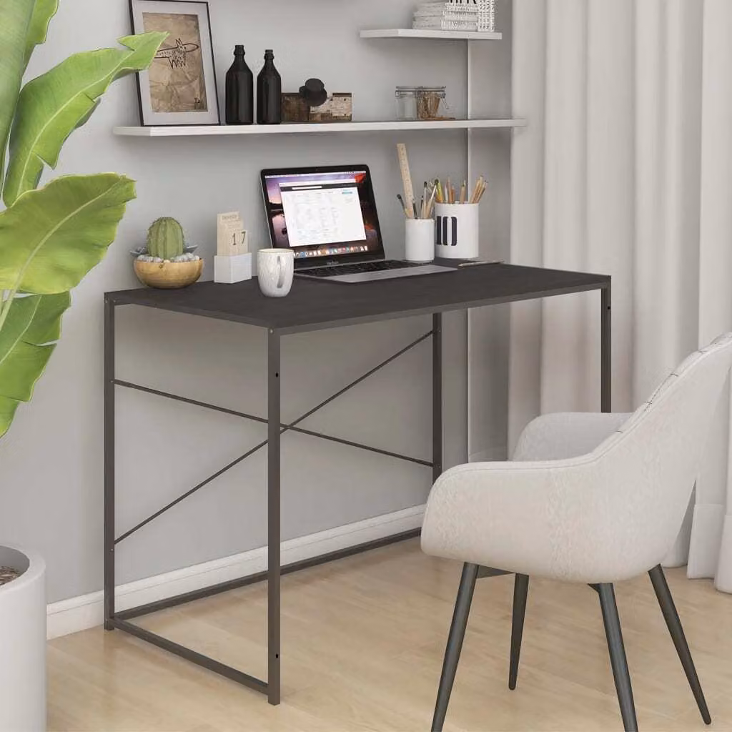 The Living Store Scrivania per computer nera 110x60x70 cm Materiale a base di legno