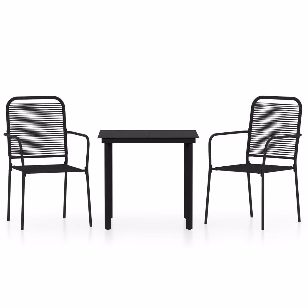 Set Mobili da Pranzo per Giardino 3 pz Nero