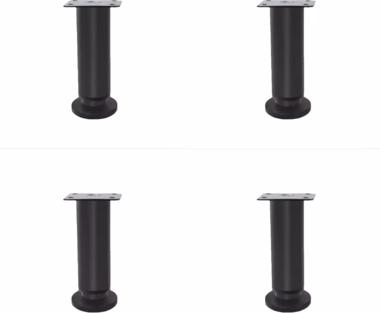 INF Gambe Regolabili da 120mm - Ideali per Tavolini, Divani e Armadi - Set da 4 Nero