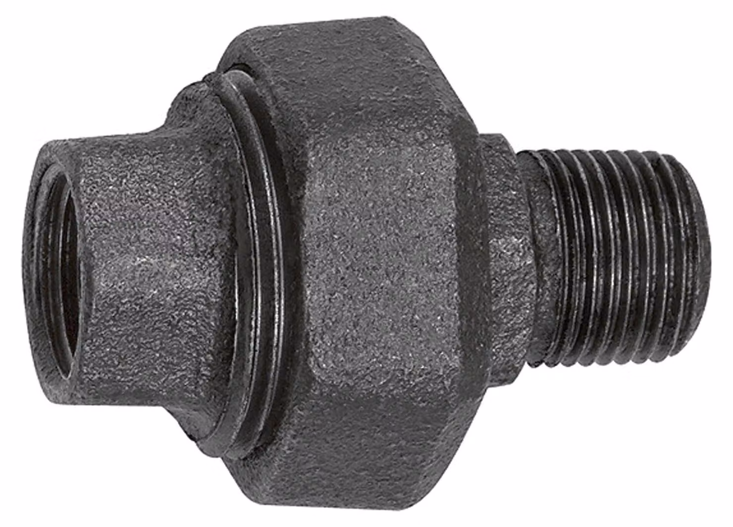 Raccordo a vite Riegler 331, a tenuta piana, R 1, Rp 1, temprato, nero
