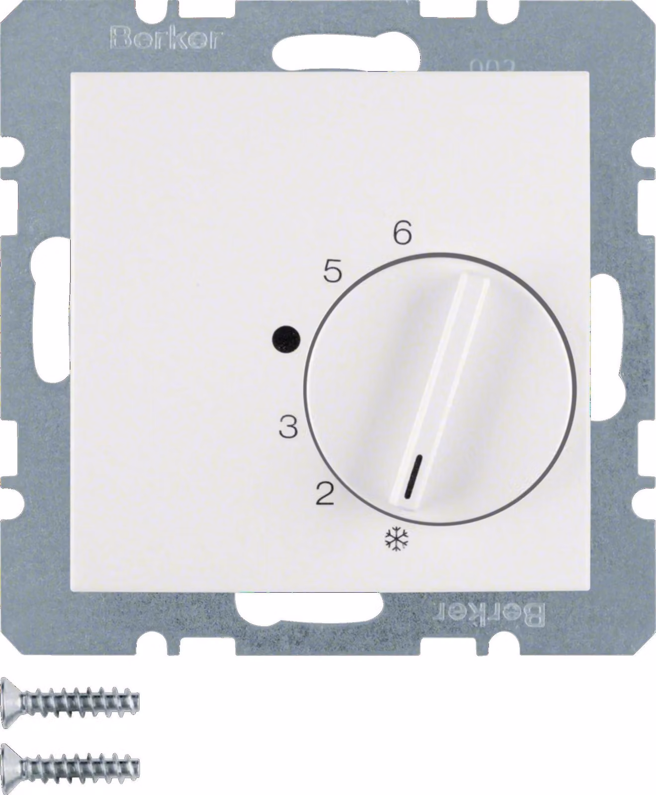 Regolatore di temperatura ambiente Berker con commutatore e elemento centrale S.1/B.3/B.7 bianco polare, 1 pz.
