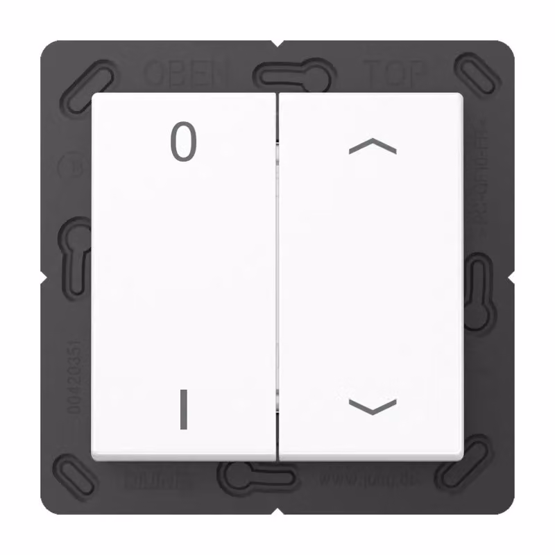 Jung ENOA595P01WW Trasmettitore da parete wireless EnOcean con simboli 0 I e bianco alpino