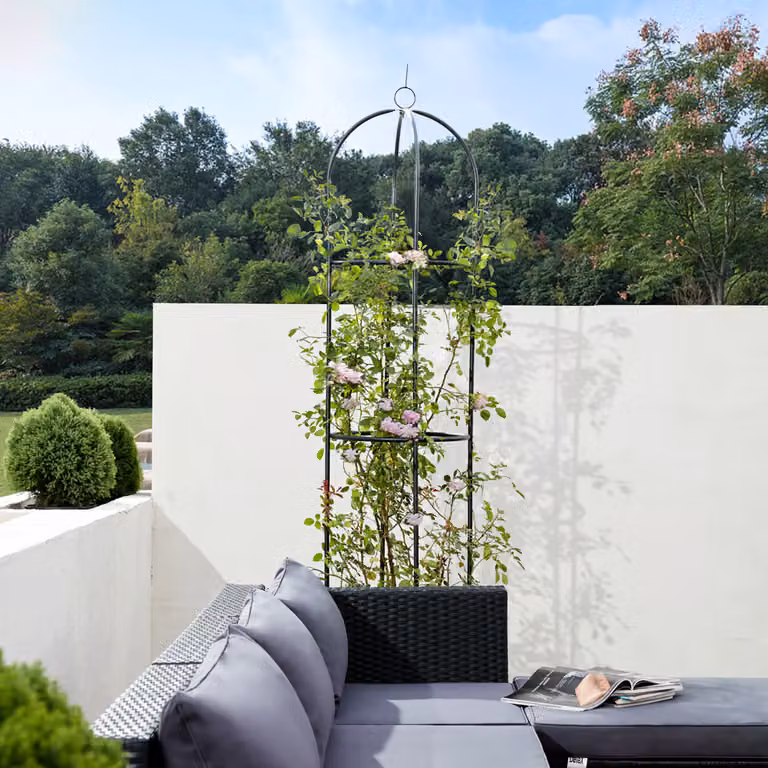Set di 2 obelischi Gardebruk® in metallo nero per rose e piante rampicanti, H: 200 cm, L: 40 cm, P: 40 cm