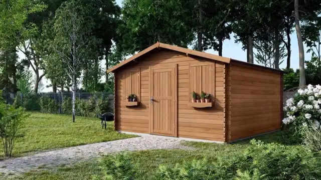 Casetta da giardino in legno ALTANKA modello DOM144 marrone, superficie 16 m2, L/P: 4 x 4 m, spessore pareti 28 mm