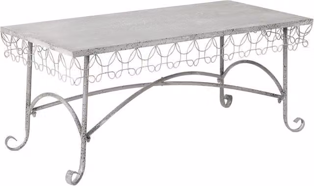 Tavolino in metallo 120,65x56,52x52,07h cm grigio