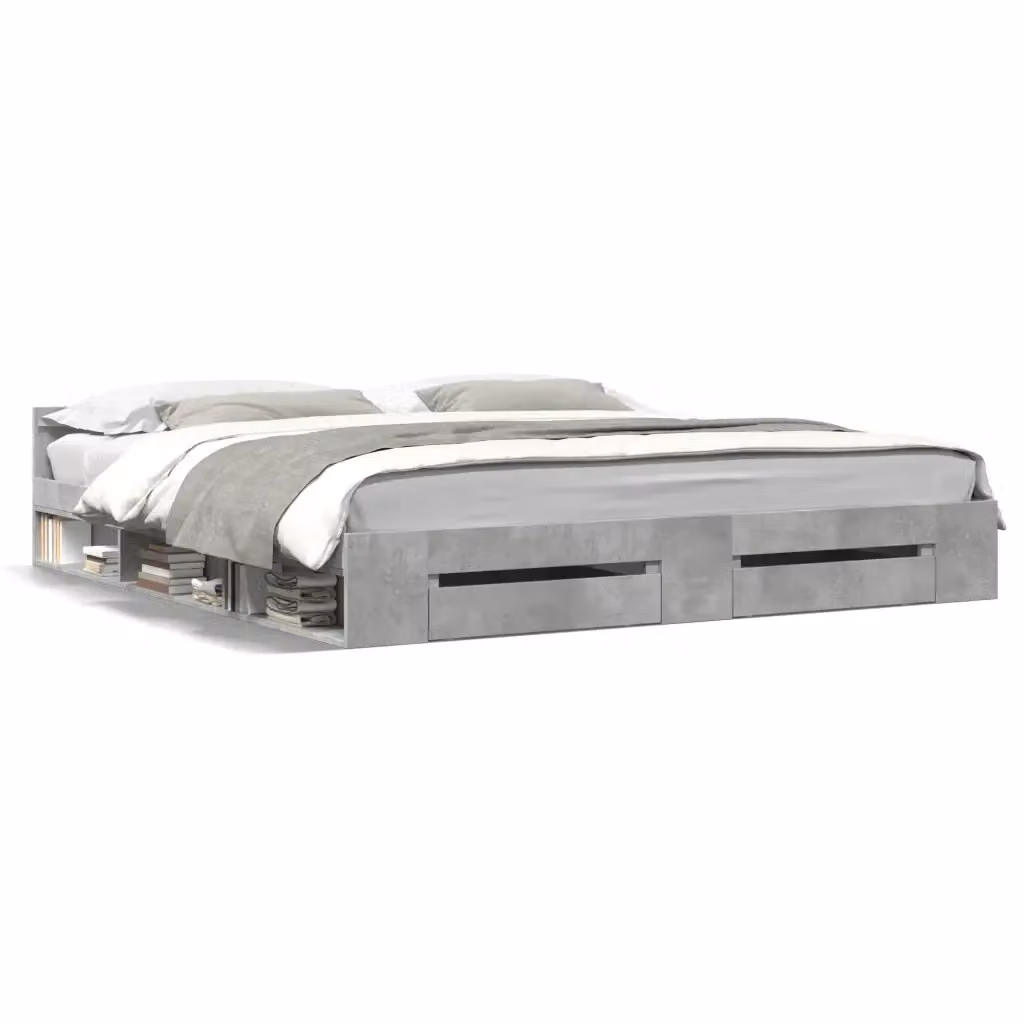 Giroletto con cassetti vidaXL in legno multistrato grigio, L/P/H: 200 x 200 x 45 cm – 2