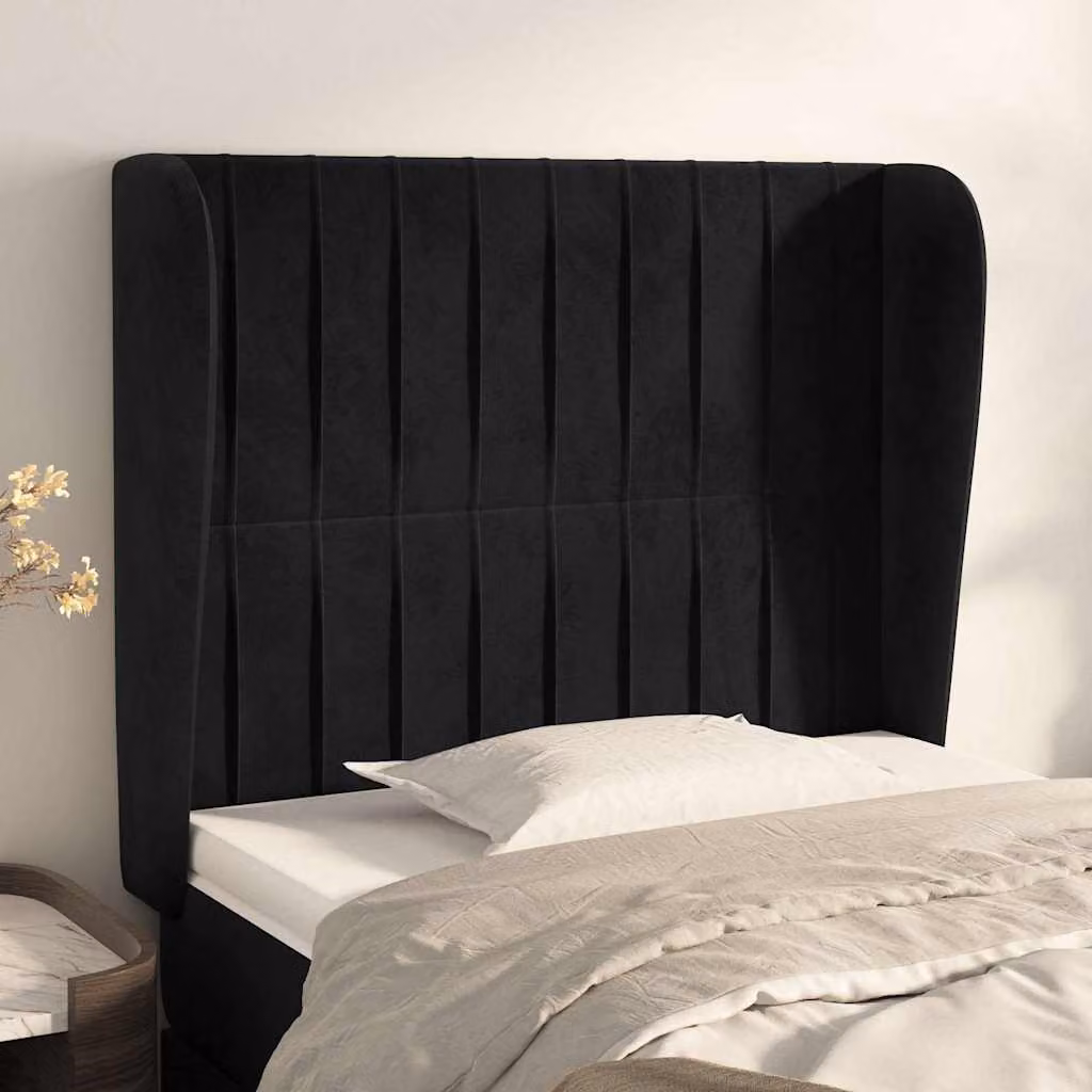 Testiera ad orecchio vidaXL in velluto nero L: 103 cm, P: 23 cm, H: 118-128 cm