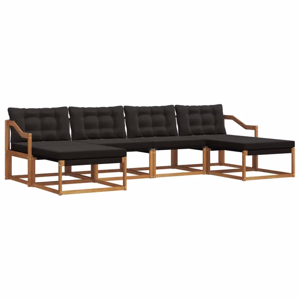 Set di divani da esterno vidaXL in legno di acacia e textilene, 6 pezzi, marrone e nero – 2