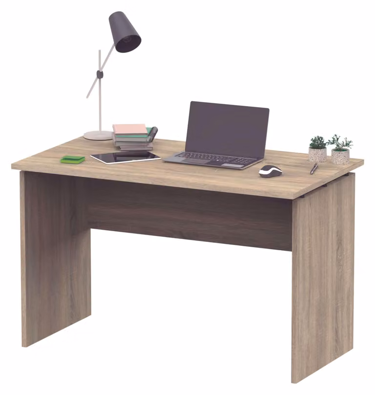 Scrivania Teide, impiallacciata in rovere, dimensioni 120x68x76 cm, realizzata in pannello di particelle/melamina