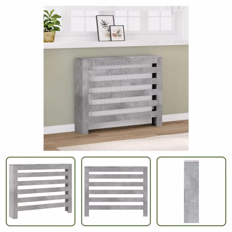 The Living Store Rivestimento per radiatori grigio cemento 104x20x82 cm materiale in legno