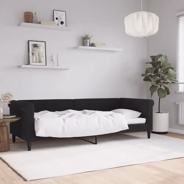 Letto da Giorno Moderno vidaXL in Velluto Nero L: 229 cm, P: 90 cm, H: 68 cm