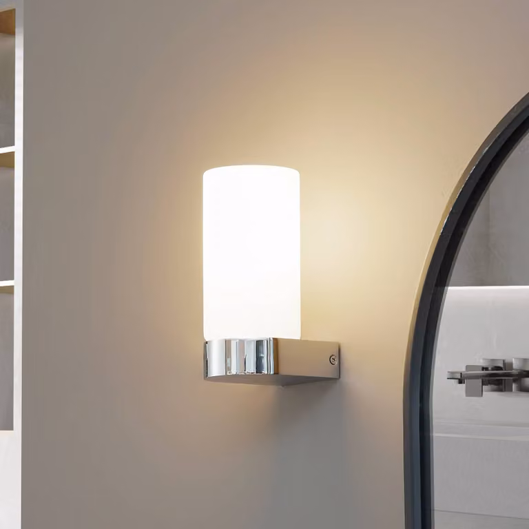 Applique da parete Basolo Lucande, dimmerabile, Cromo / Argento, Bagno, Metallo, Moderno, Applique